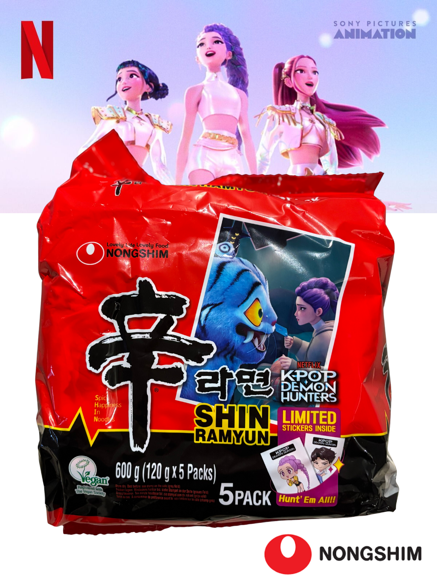 Nouilles instantanées KPOP DEMON HUNTERS x NONGSHIM - pack de 5 (120g x 5)