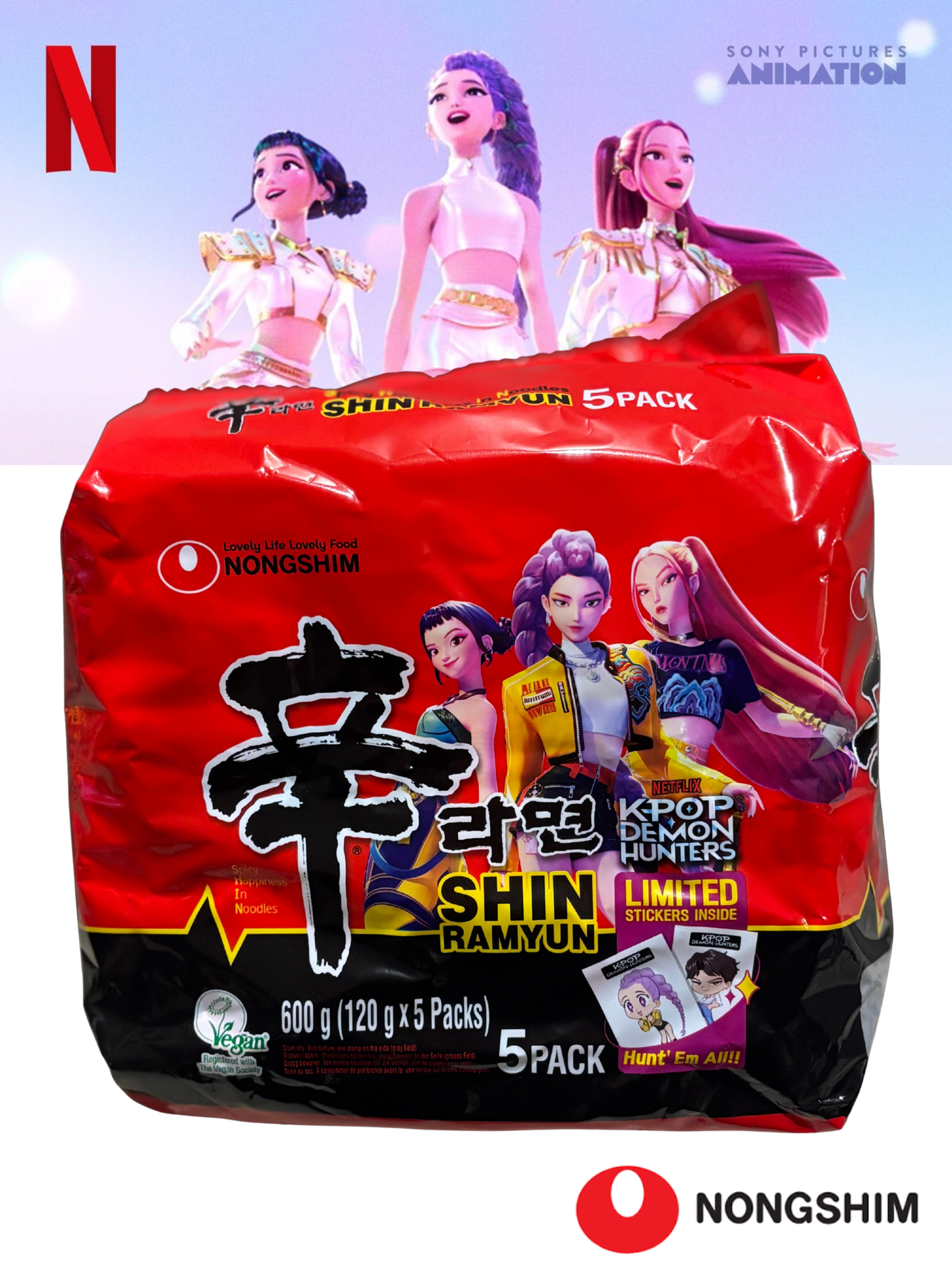 Nouilles instantanées KPOP DEMON HUNTERS x NONGSHIM - pack de 5 (120g x 5)